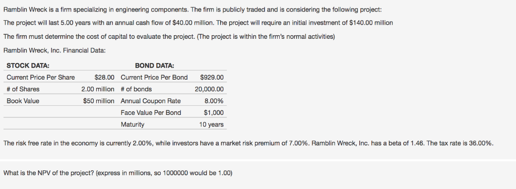 Please round answer to 2 decimal places Ramblin Wreck is a firm