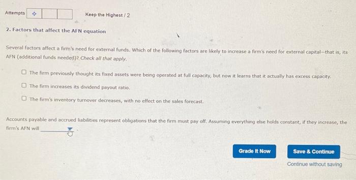  Attempts Keep the Highest/2 2. Factors that affect the AFN equation