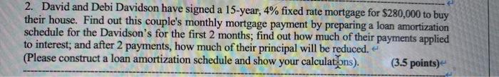  2. David and Debi Davidson have signed a 15-year, 4% fixed
