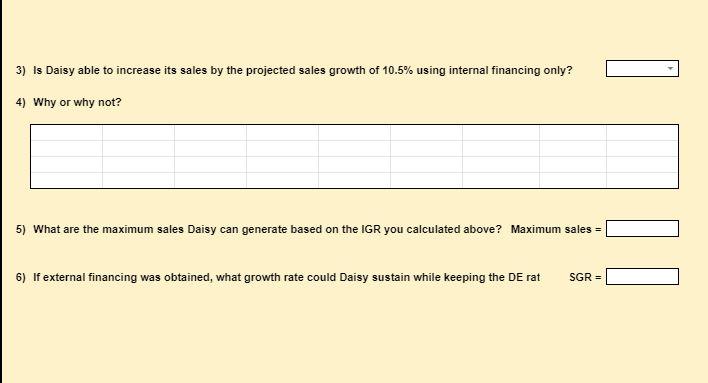 - Growth Rates (IGR and SGR) Answer all question parts below. Use
