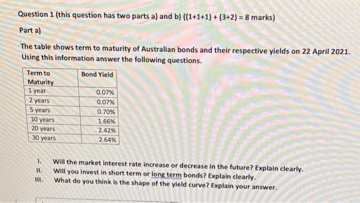  Question 1 (this question has two parts a) and b) ((1+1+1)