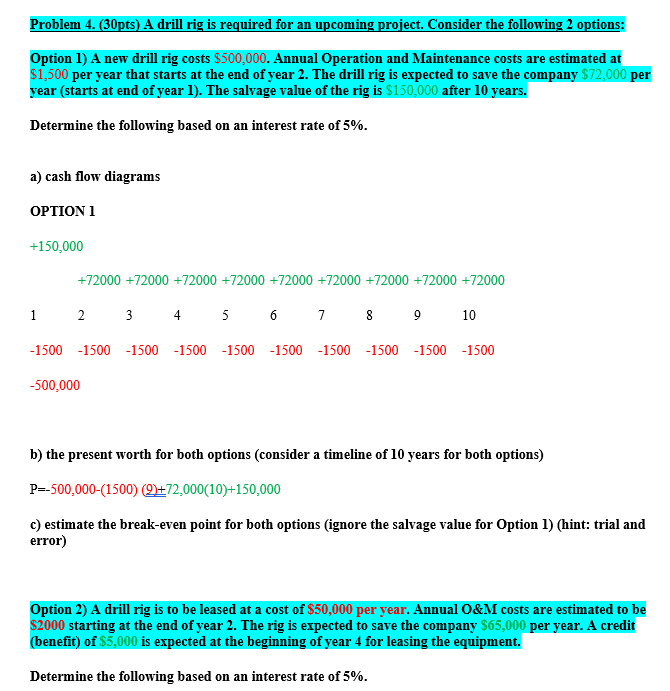 Problem 4. (30pts) A drill rig is required for an upcoming