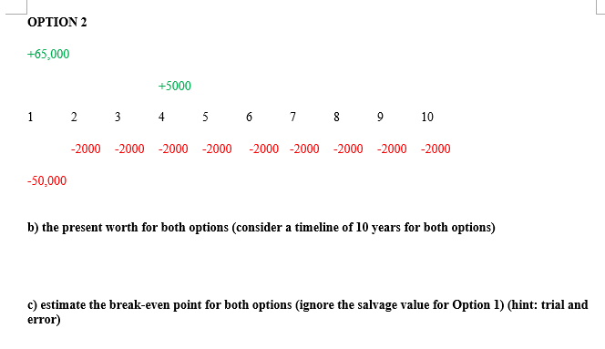 project. Consider the following 2 options: Option 1) A new drill rig