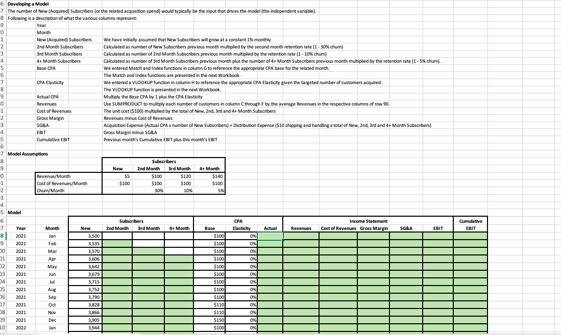  Subscribers 6 Developing a Model 7 The number of New (Acquired)