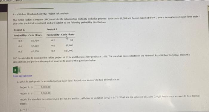  ARTLAR Excel Online Structured Activity: Project risk analysis The Butler Perion