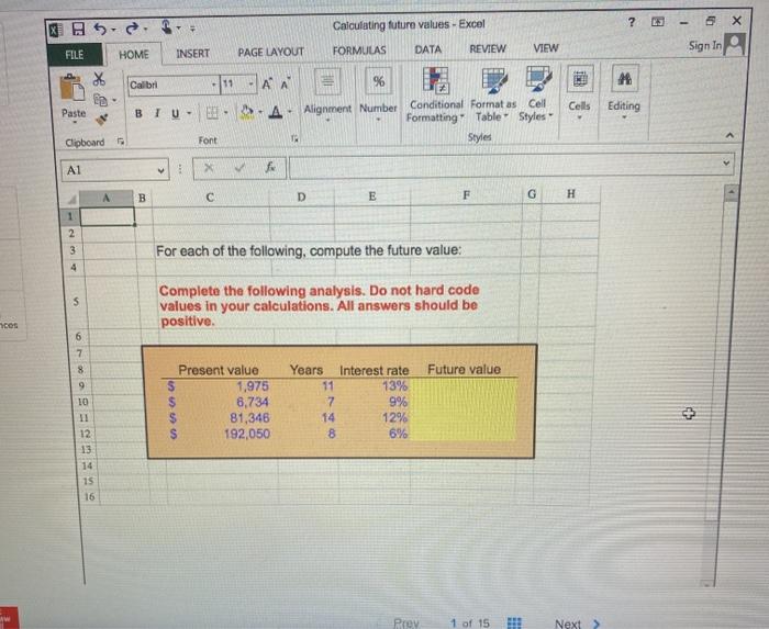  2 - 5 XIB Calculating future values - Excel FILE INSERT