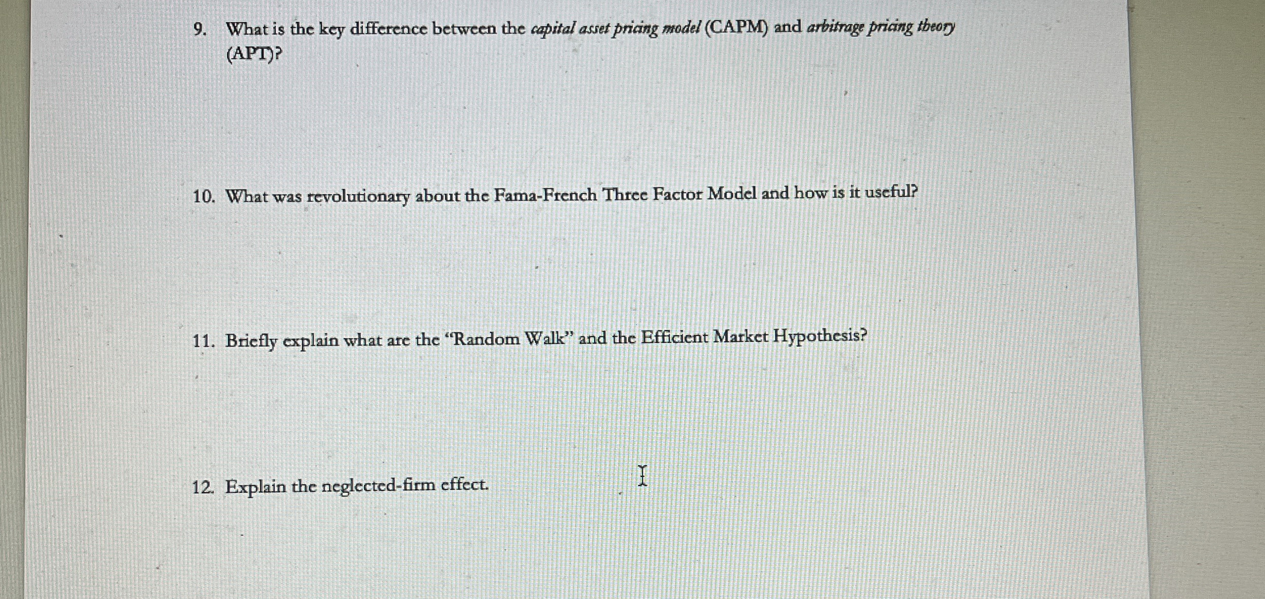  What is the key difference between the capital asset priaing model