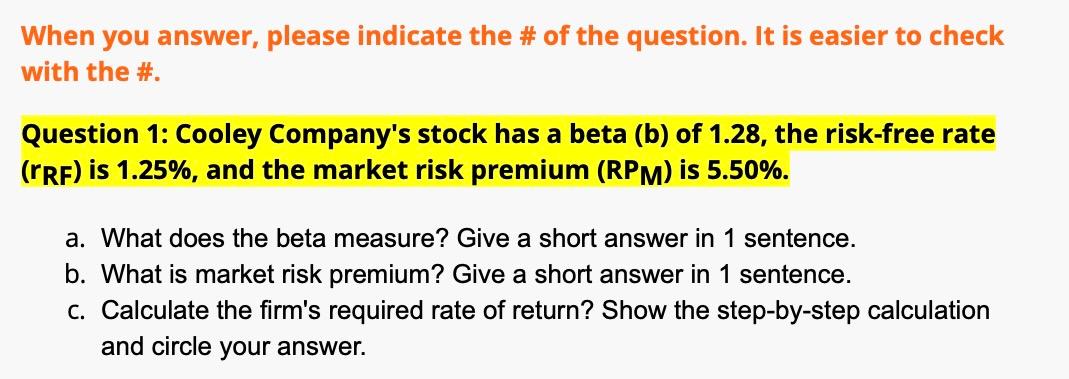 CHOOSE ONLY ONE QUESTION When you answer, please indicate the # of