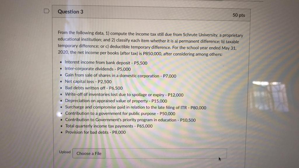  Question 3 50 pts From the following data, 1) compute the