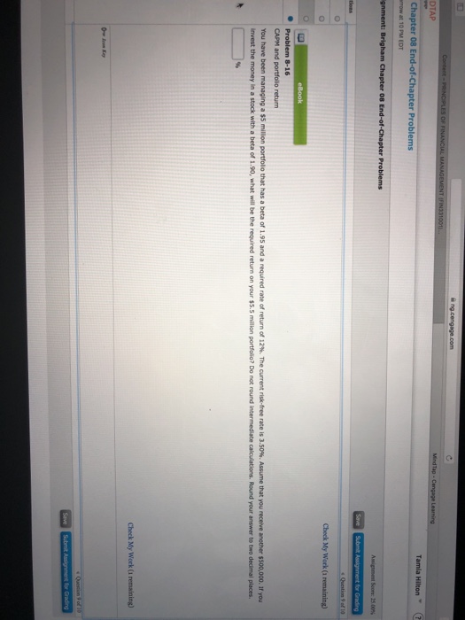  Chapter 08 End-of-Chapter Problems row at 10 PM EDT Score: 2500%