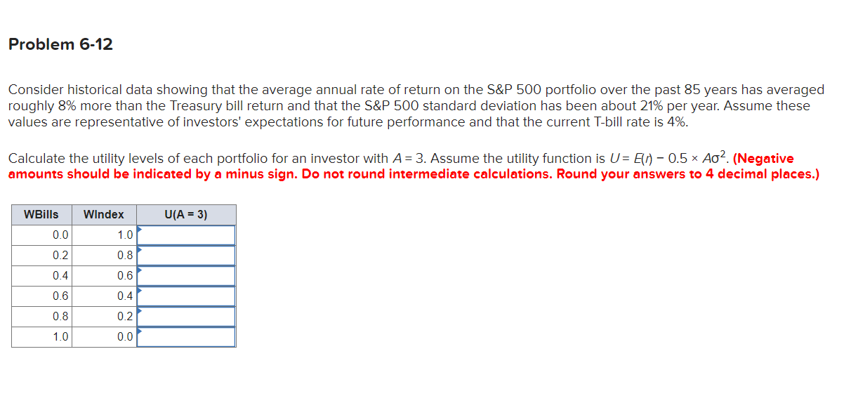  Problem 6-12 Consider historical data showing that the average annual rate