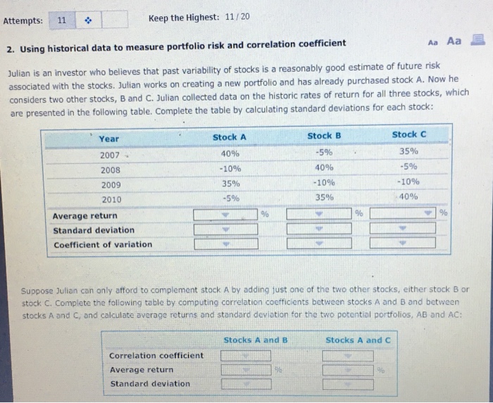  Attempts , 11 | Keep the Highest: 11/20 AaAa 2. Using
