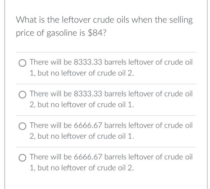 price of gasoline from $75 to $85 in increments of $1. Use