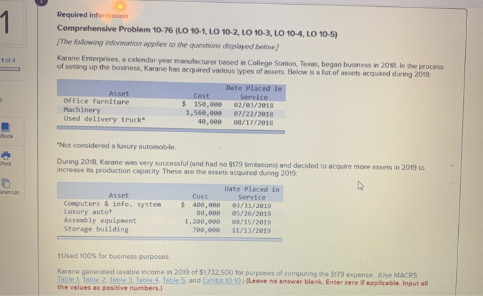  Required information Comprehensive Problem 10-76 (LO 10-1, LO 10-2, LO 10-3,