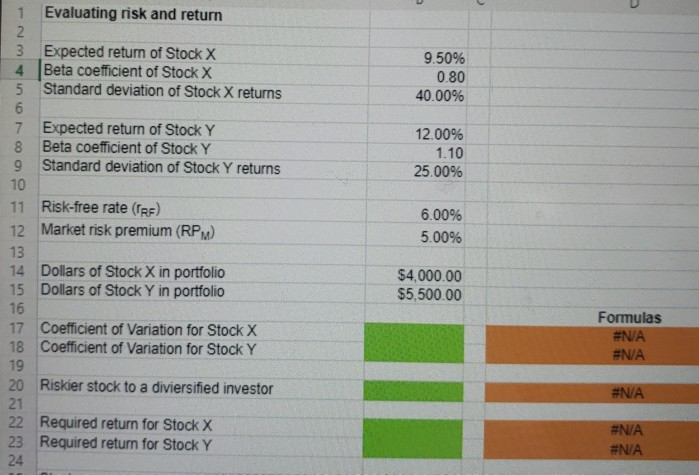  Evaluating risk and return 1 2 3 Expected return of Stock