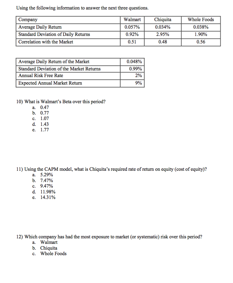 Using the following information to answer the next three questions. Company