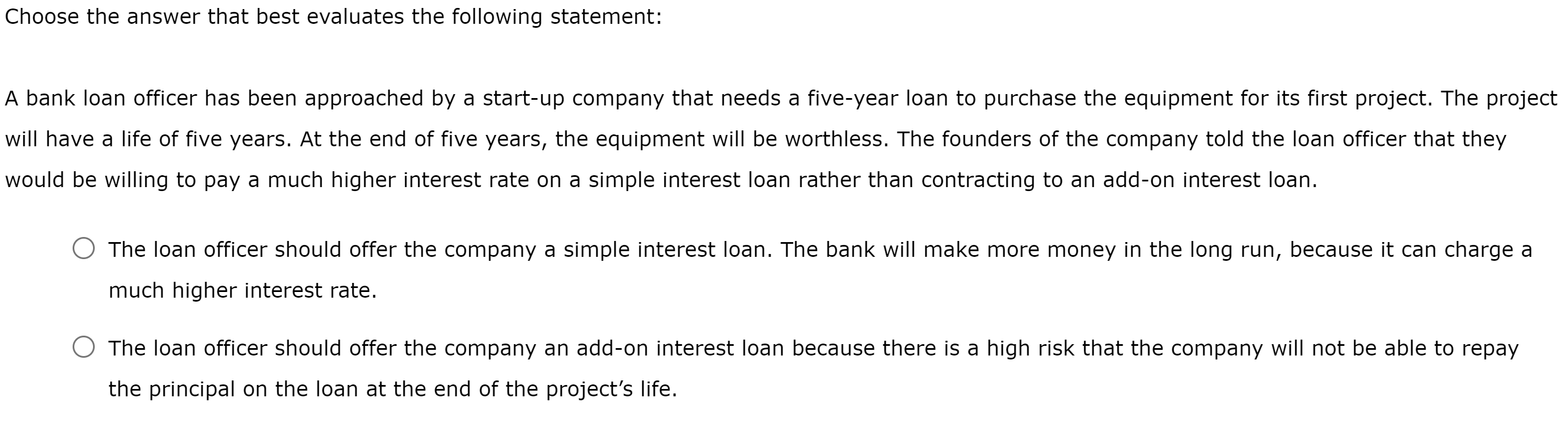 loans Short-term financing through bank loans Consider this case: Chez Quis Inc.