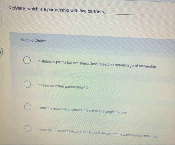  NetWare, which is a partnership with five partners, Multiple Choice distributes