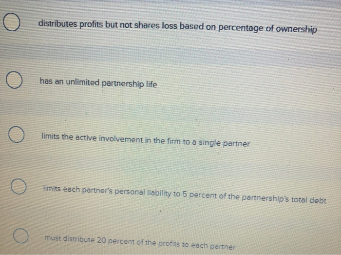 profits but not shares loss based on percentage of ownership has an