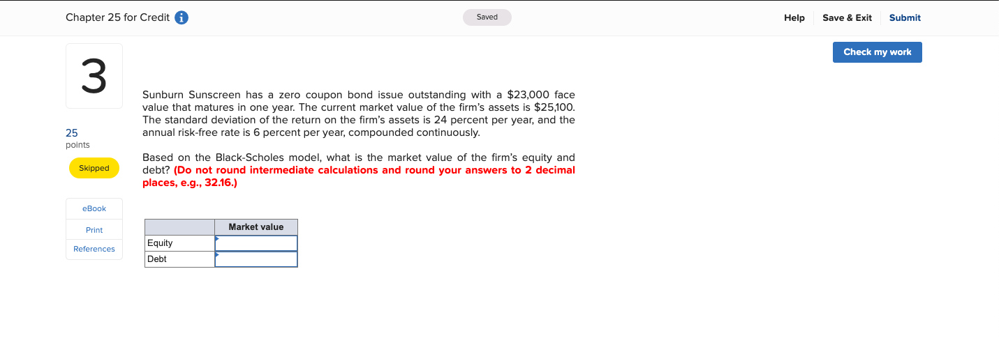  Chapter 25 for Credit i Saved Help Save & Exit Submit