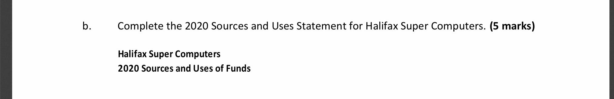 Super Computers Inc. Income Statement ($ millions) 2020 Sales Revenues 6,000.0 Cost