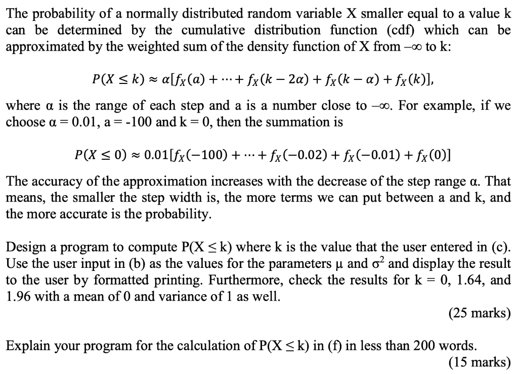  The probability of a normally distributed random variable X smaller equal