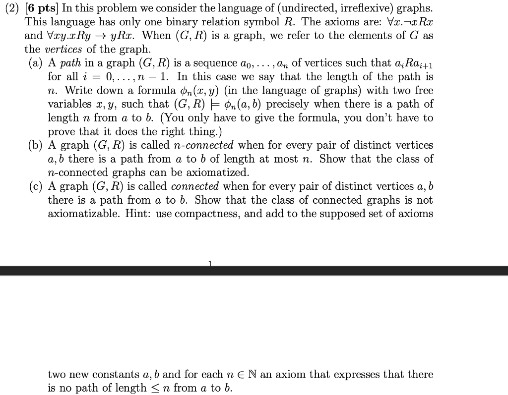  (2) [6 pts] In this problem we consider the language of