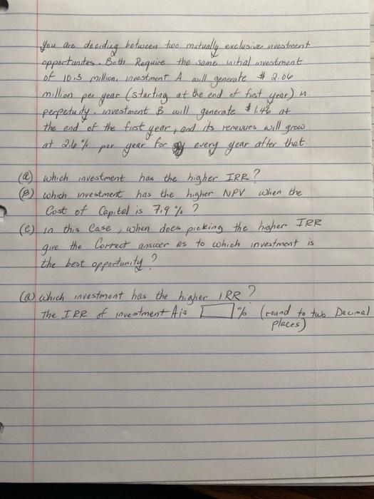 answer to A, B, C y every year after that deciding between