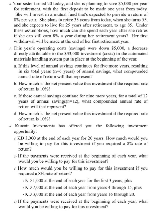 answer to the following problems using Excel. For your Excel answer. FIN220