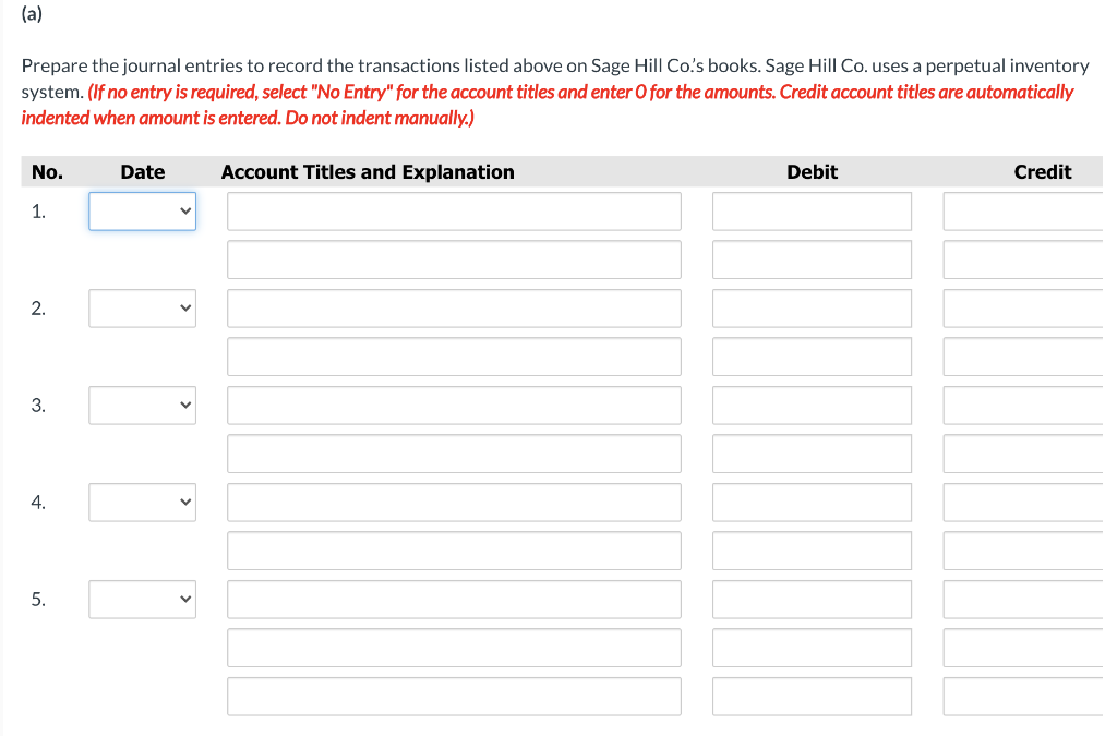 Hill Co. 1. 2. 3. On April 5, purchased merchandise from Oriole