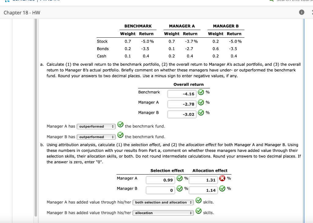 Struggling to find Manager A's Allocation effect. Chapter 18 - HW MANAGER