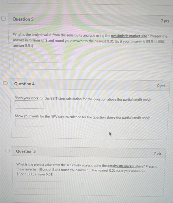  pls show work What is the project value from the sensitivity