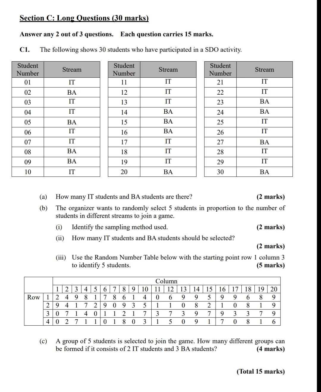Section C: Long Questions (30 marks) Answer any 2 out of