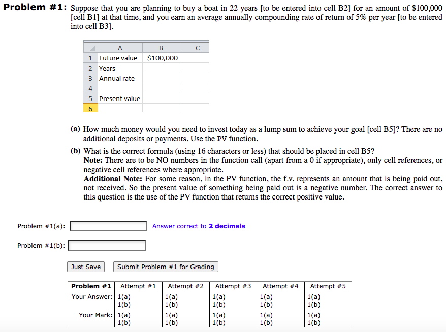 please show the excel reference Problem #1: Suppose that you are planning