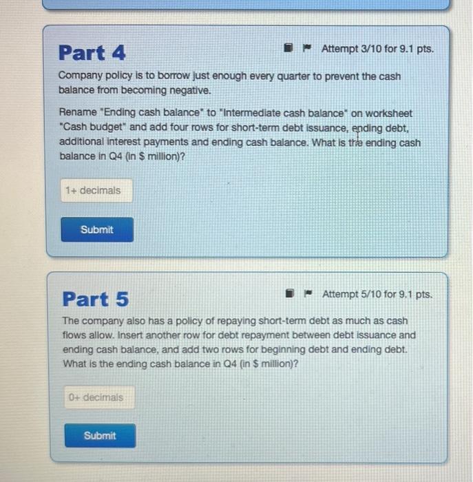 (Q4) and estimated sales for the next five quarters are as follows