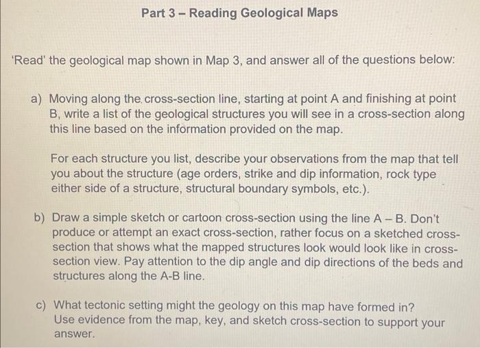  Part 3 - Reading Geological Maps 'Read the geological map shown