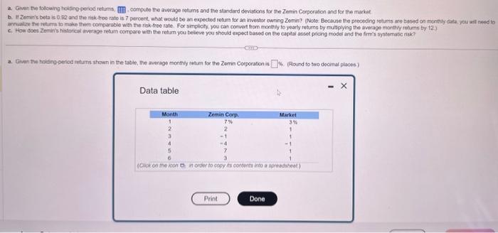 Please help with a,b, and c a. Given the following hoiding poriod