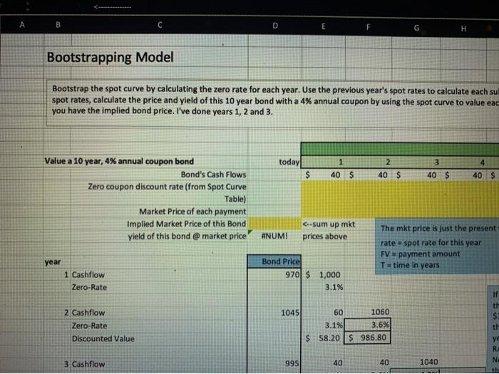  bootstrapping model help in excel with formulas please! B C D