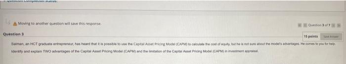  Moving to another question will save this response Out Questions 15