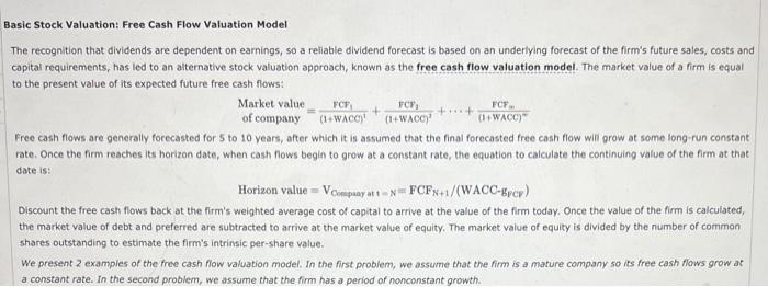  please hell, will upvote Basic Stock Valuation: Free Cash Flow Valuation