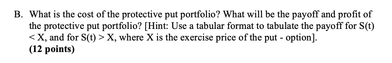 protective put position on the stock XYZ. The stock XYZ is currently
