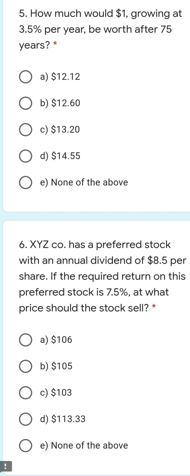  5. How much would $1, growing at 3.5% per year, be