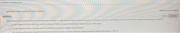  w Question constatus Moving to another pustion will save this respons