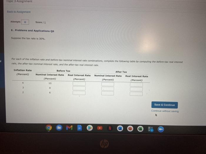  Topic 3 Assignment Back to Assignment Attempts Score/1 6. Problems and