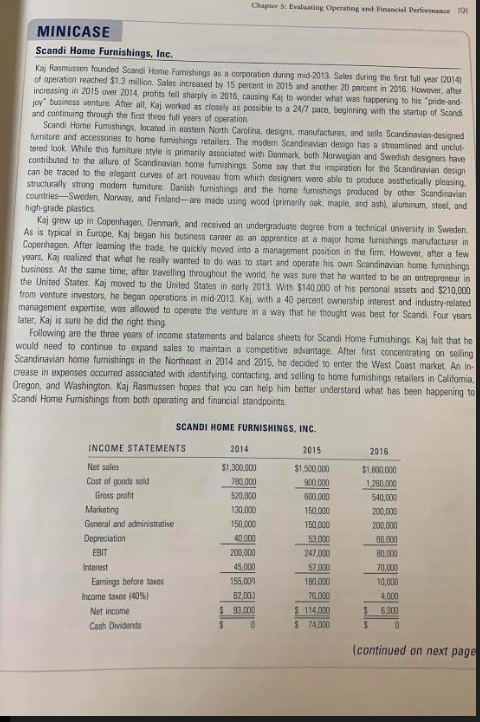 Chapter 5: Evaluating Operating and Financial Performance 191 MINICASE Scandi Home
