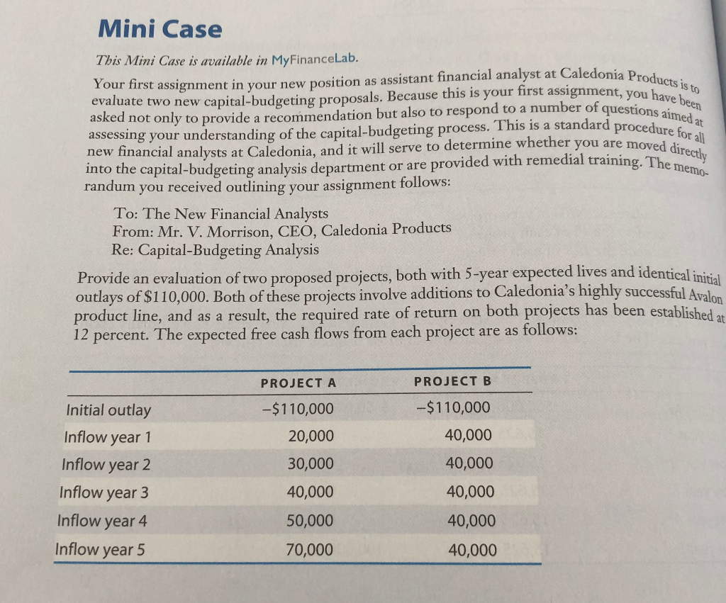 Mini Case This Mini Case is available in MyFinanceLab. Your first