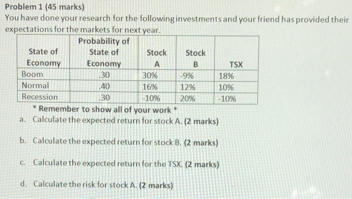  Problem 1 (45 marks) You have done your research for the