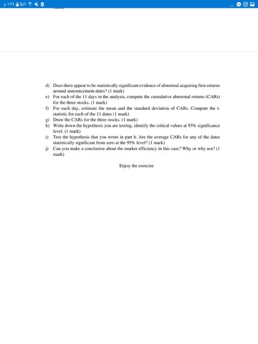 Instructions: Form a group of students and submit your excel file via