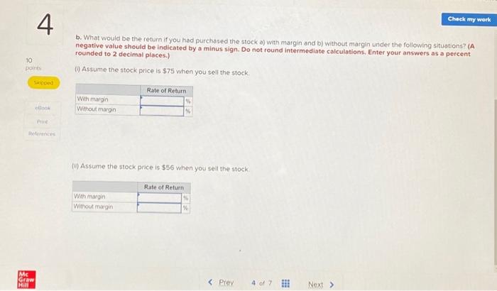 Chance Co stock on margin at a price of $35. Your broker