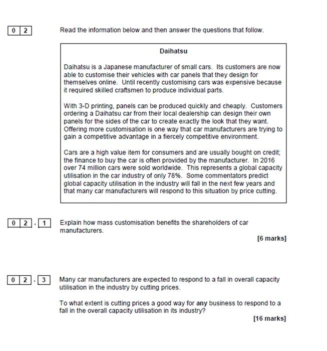  02 Read the information below and then answer the questions that